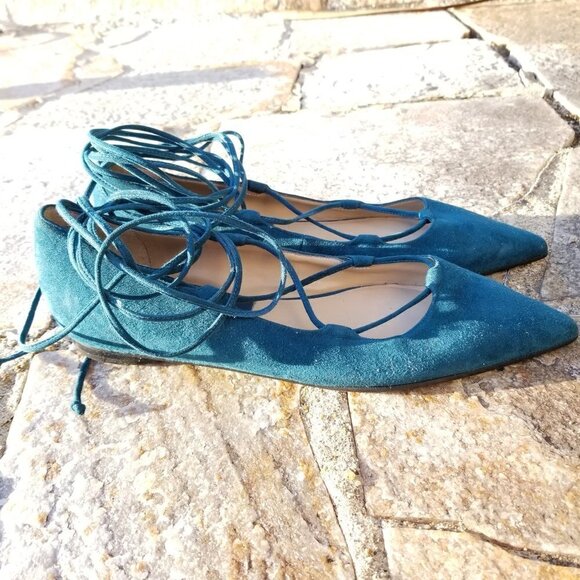 Michael Kors Collection Kallie Lace Up Suede Flats - Picture 7 of 12